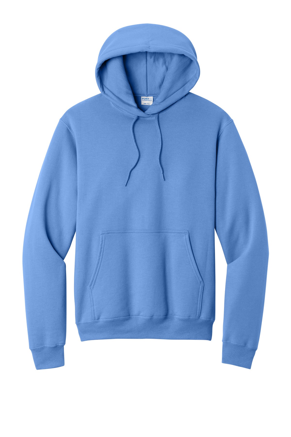 Front View of Carolina Blue Port & Co Core Fleece Pullover Hooded Sweatshirt. PC78H