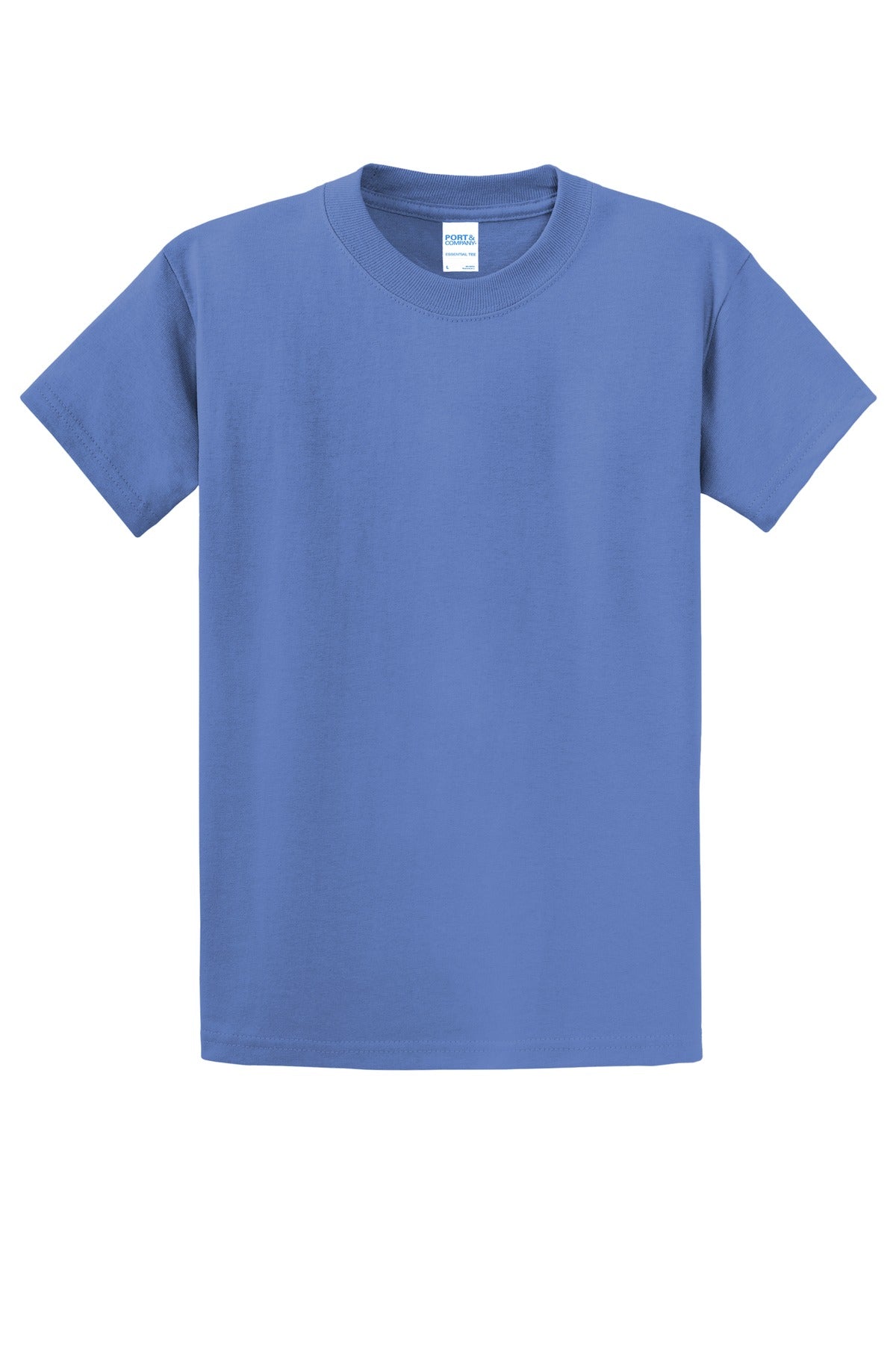 Front View of Carolina Blue Port & Co Tall Essential Tee. PC61T
