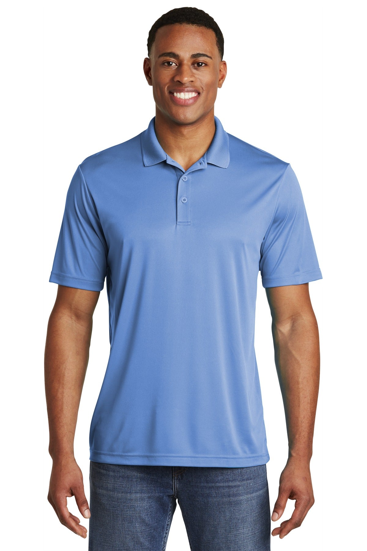Front View of Carolina Blue Sport-Tek PosiCharge Competitor Polo. ST550