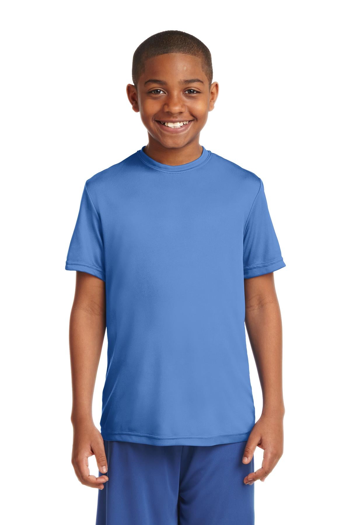 Front View of Carolina Blue Sport-Tek Youth PosiCharge Competitor Tee. YST350