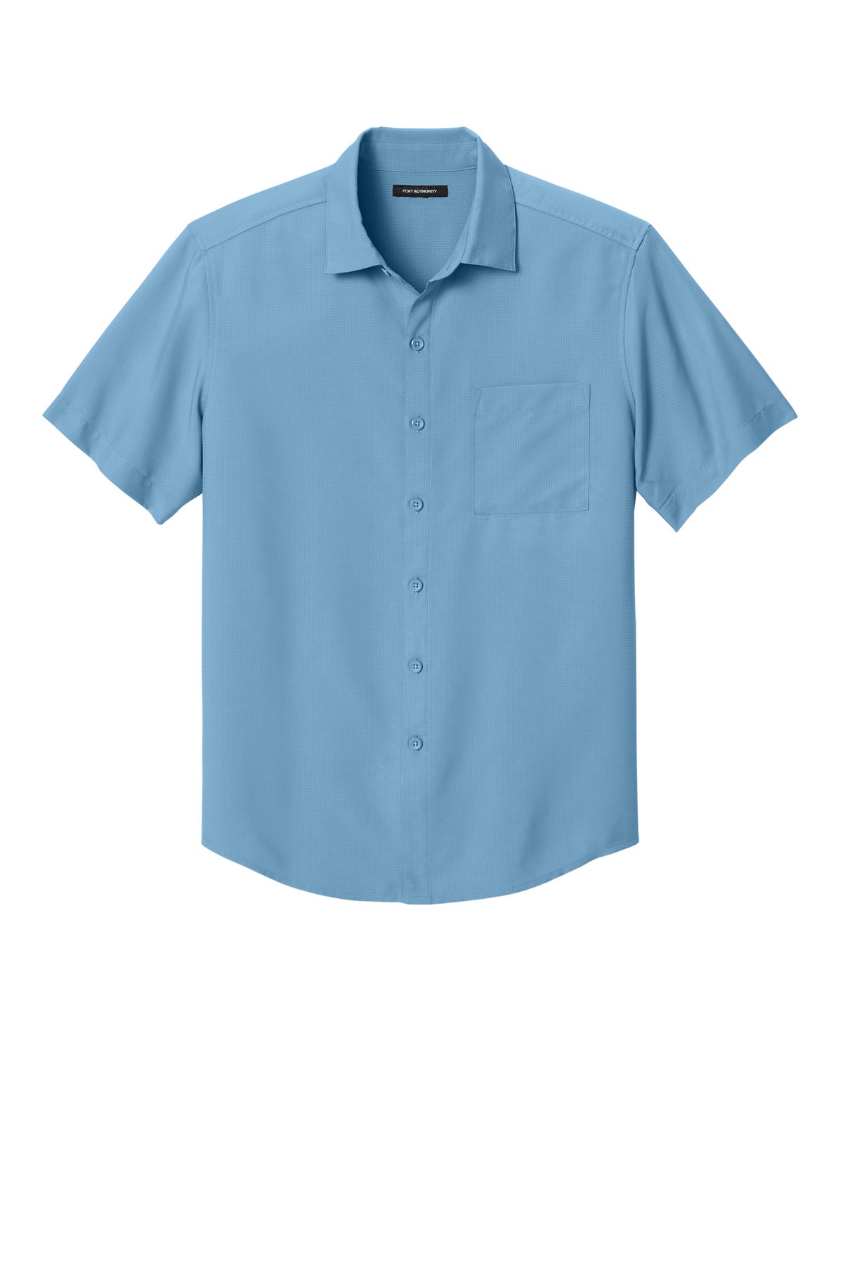 Front View of CarolinaBl Port Authority Short Sleeve UV Dockside Shirt W963