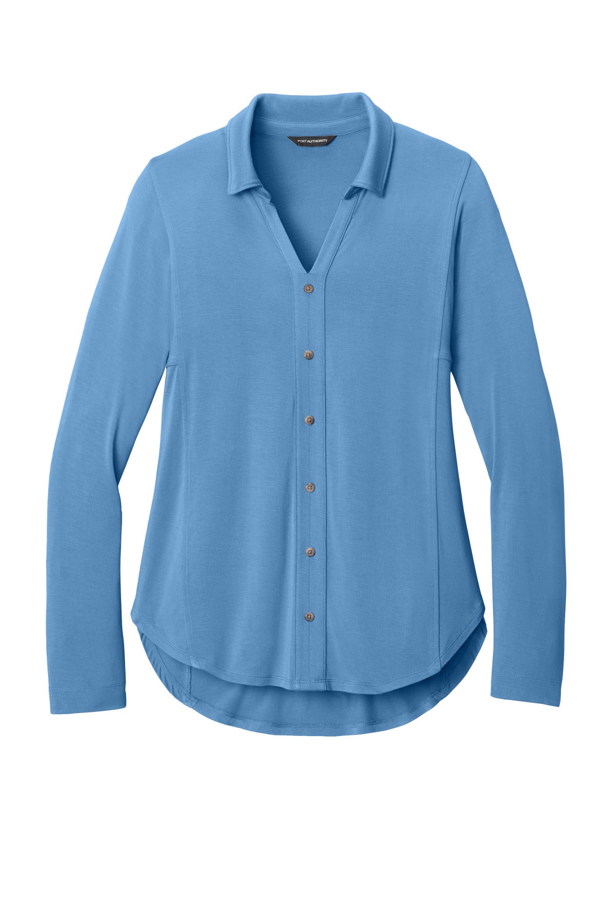 Front View of CarolinaBl Port Authority Women's Luxe Knit Button Tunic LK5602