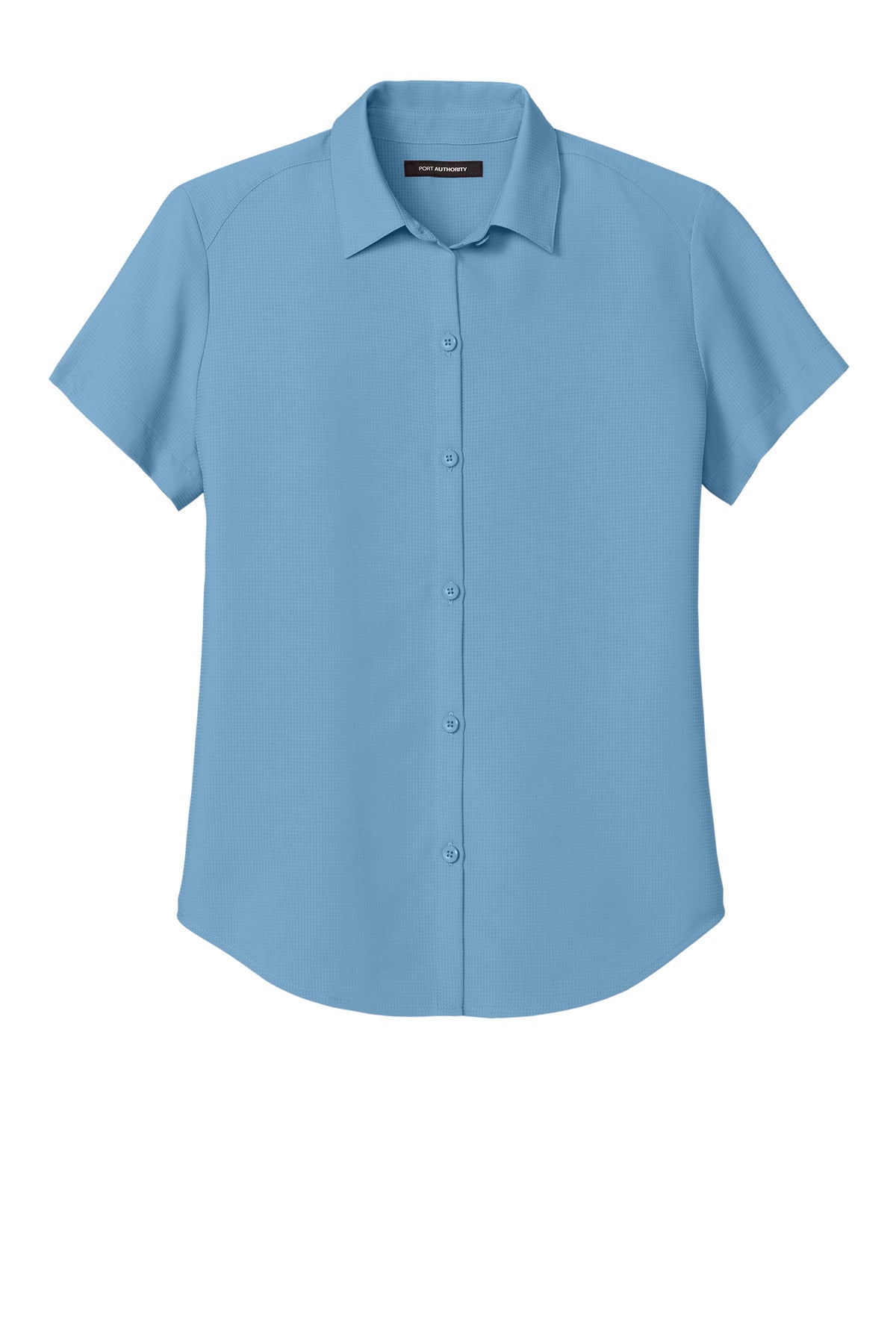 Front View of CarolinaBl Port Authority Women's Short Sleeve UV Dockside Shirt LW963