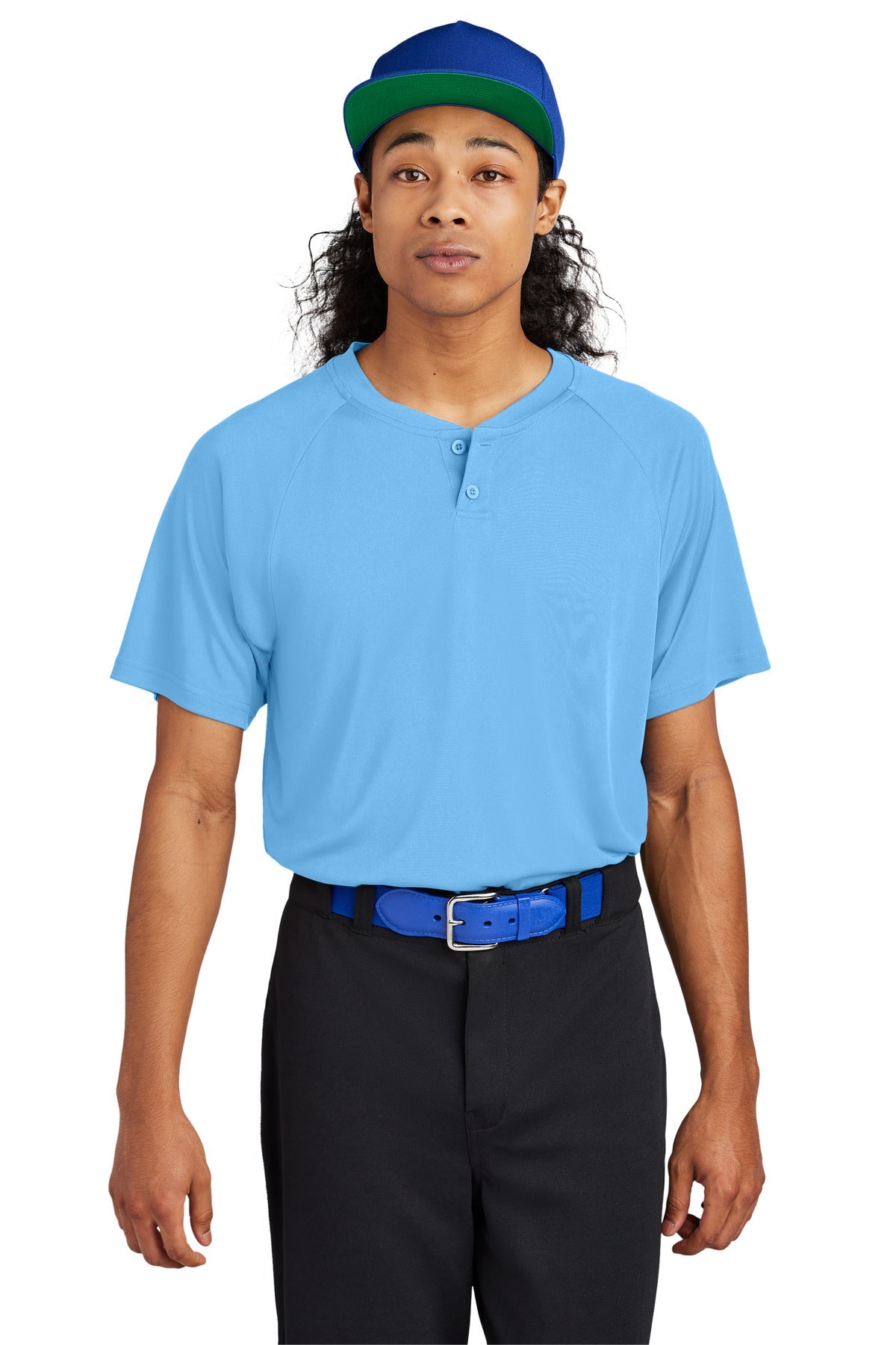 Front View of CarolinaBl Sport-Tek PosiCharge Competitor 2-Button Henley ST359