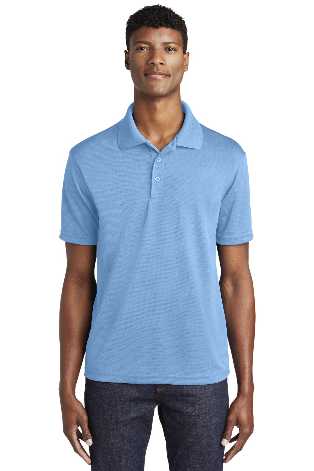 Front View of CarolinaBl Sport-Tek PosiCharge RacerMesh Polo. ST640