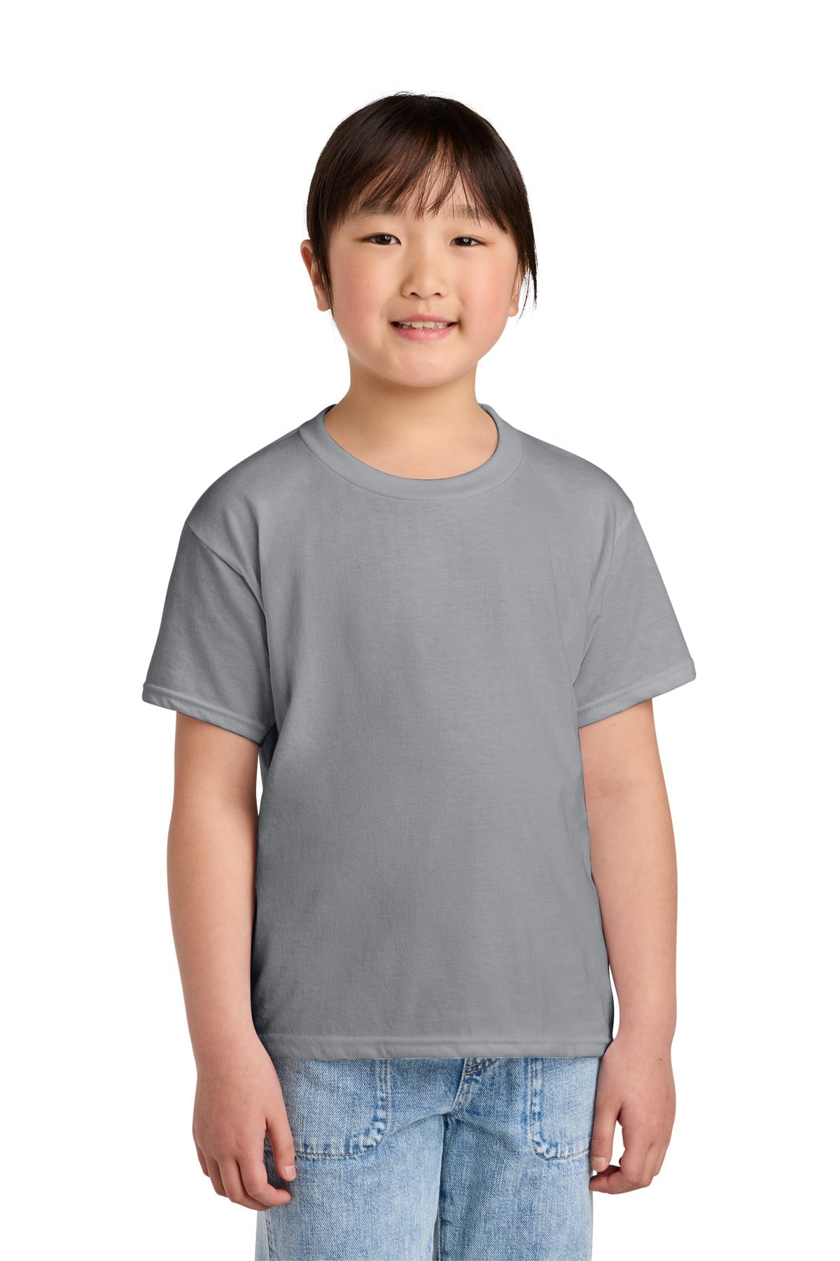 Front View of Cement Gildan Youth Softstyle CVC Tee 64000BCVC