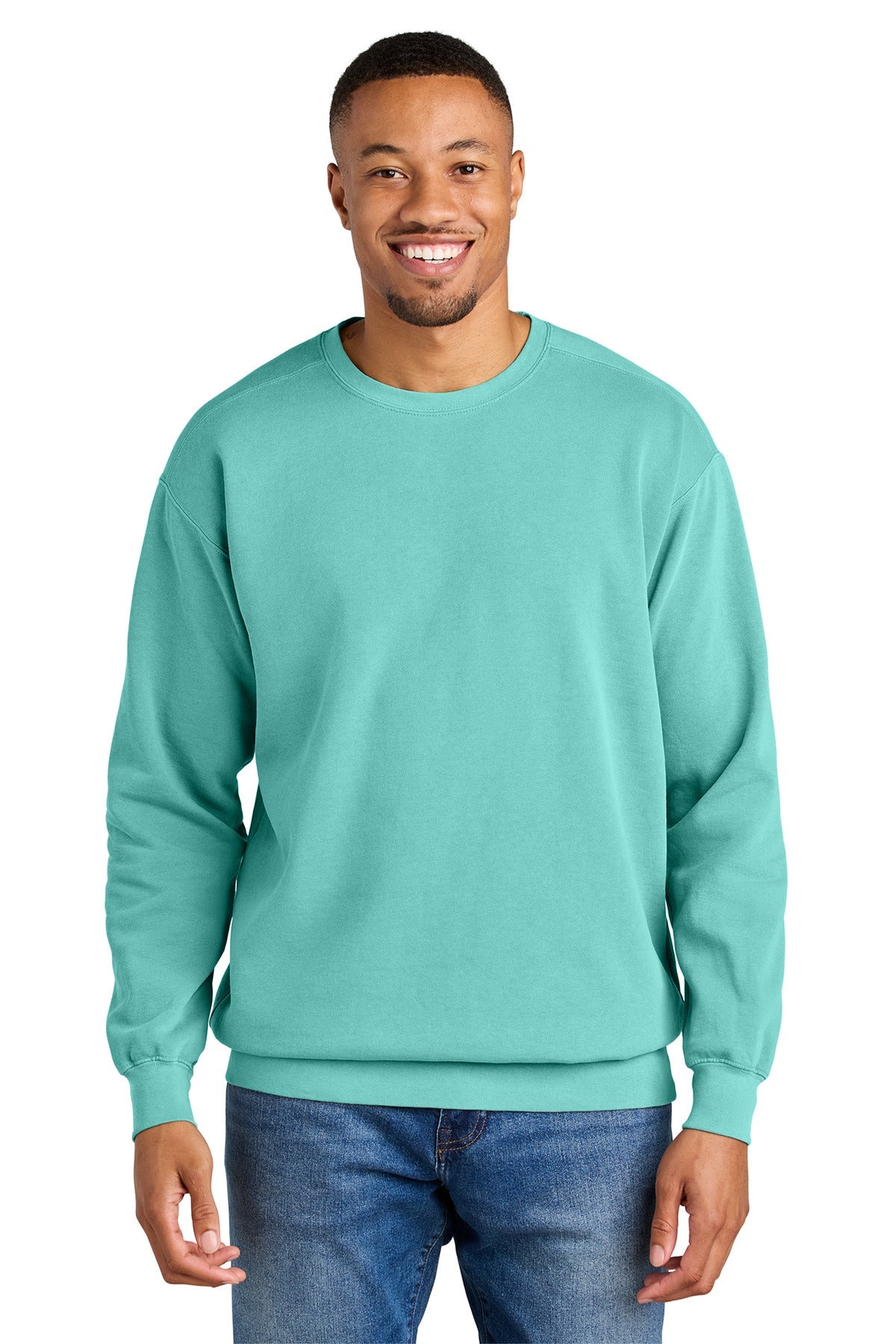 Front View of Chalky Mint COMFORT COLORS Ring Spun Crewneck Sweatshirt. 1566