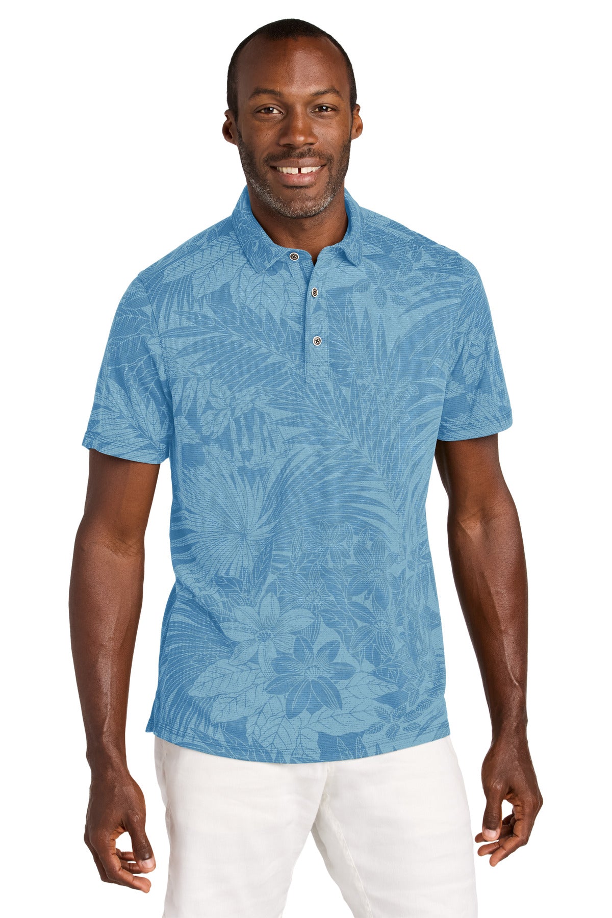 Front View of ChambrayBl Tommy Bahama Santiago Paradise Polo ST227544TB