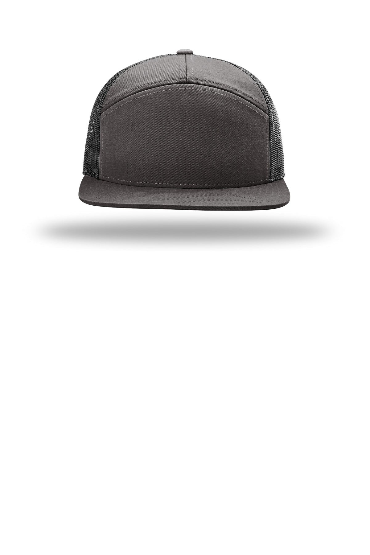 Front View of Char/Blk Richardson 7-Panel Trucker 168
