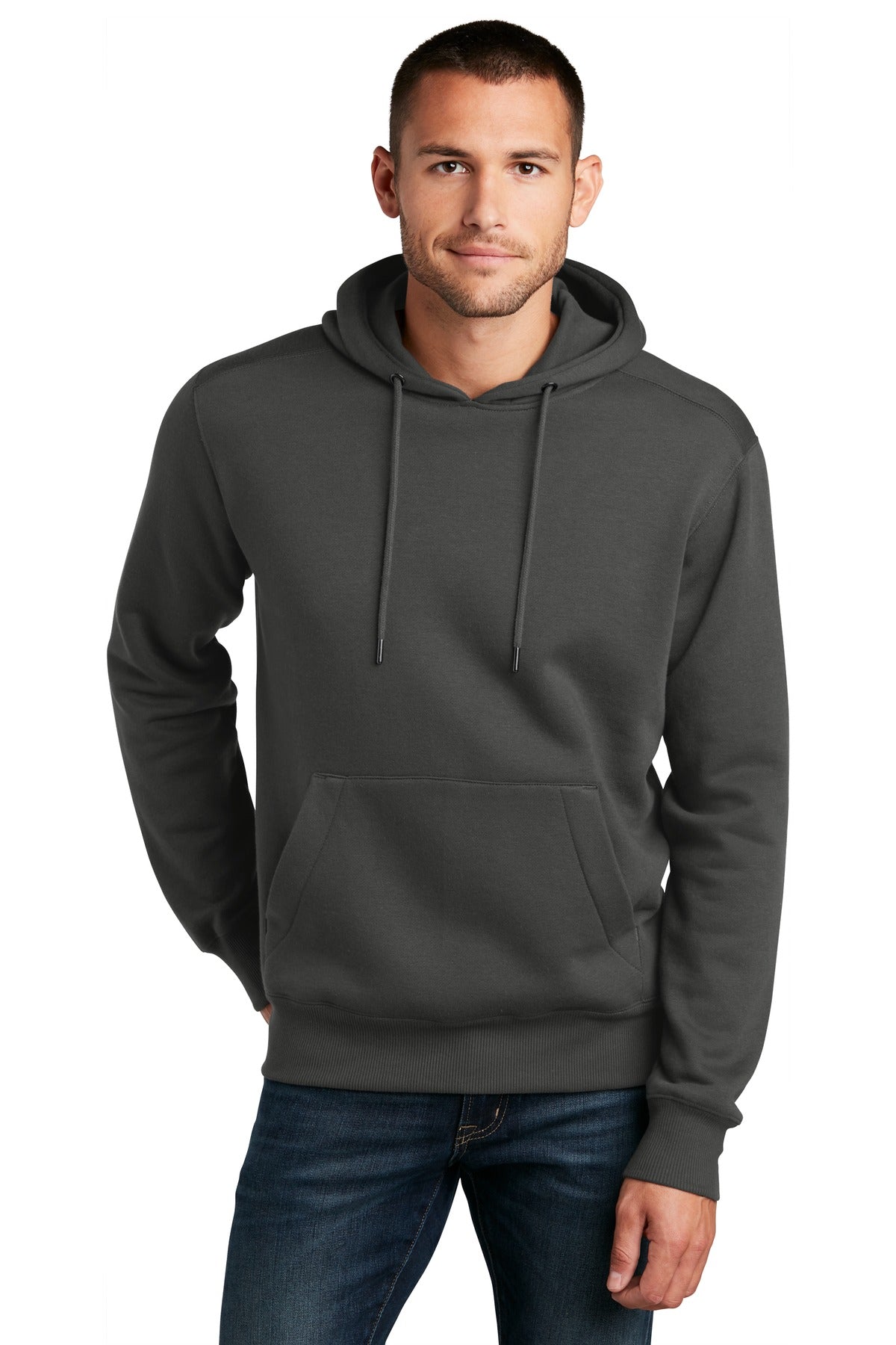 Front View of Charcoal District Perfect Weight Fleece Hoodie DT1101