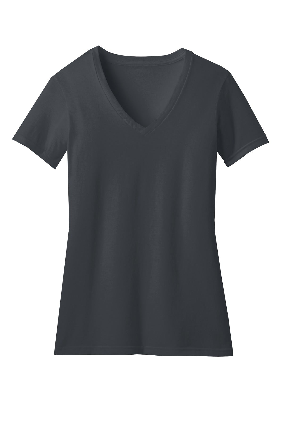 Front View of Charcoal District Women's Perfect Blend CVC V-Neck Tee. DM1190L
