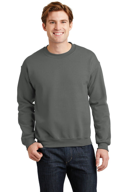 Front View of Charcoal Gildan Heavy Blend Crewneck Sweatshirt. 18000
