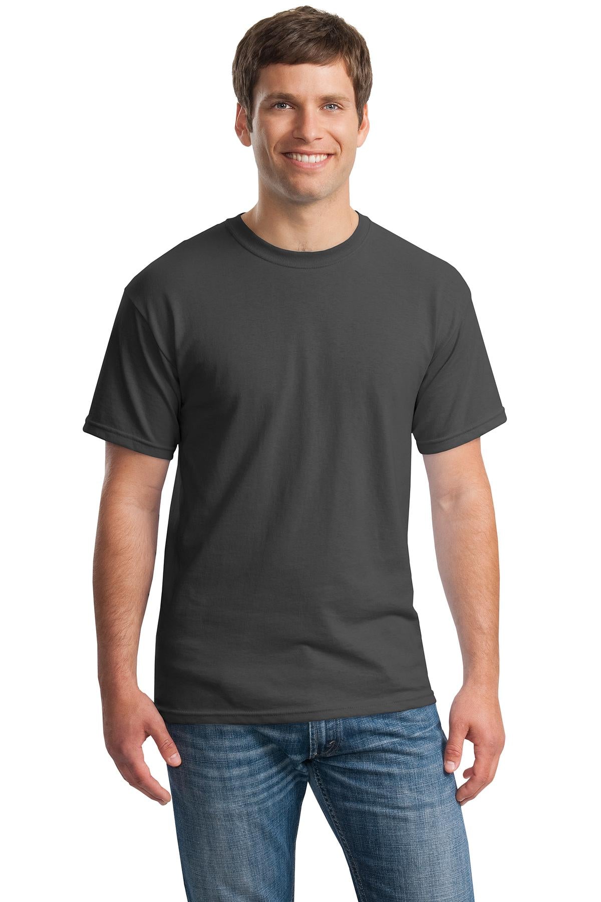 Front View of Charcoal Gildan - Heavy Cotton 100% Cotton T-Shirt. 5000