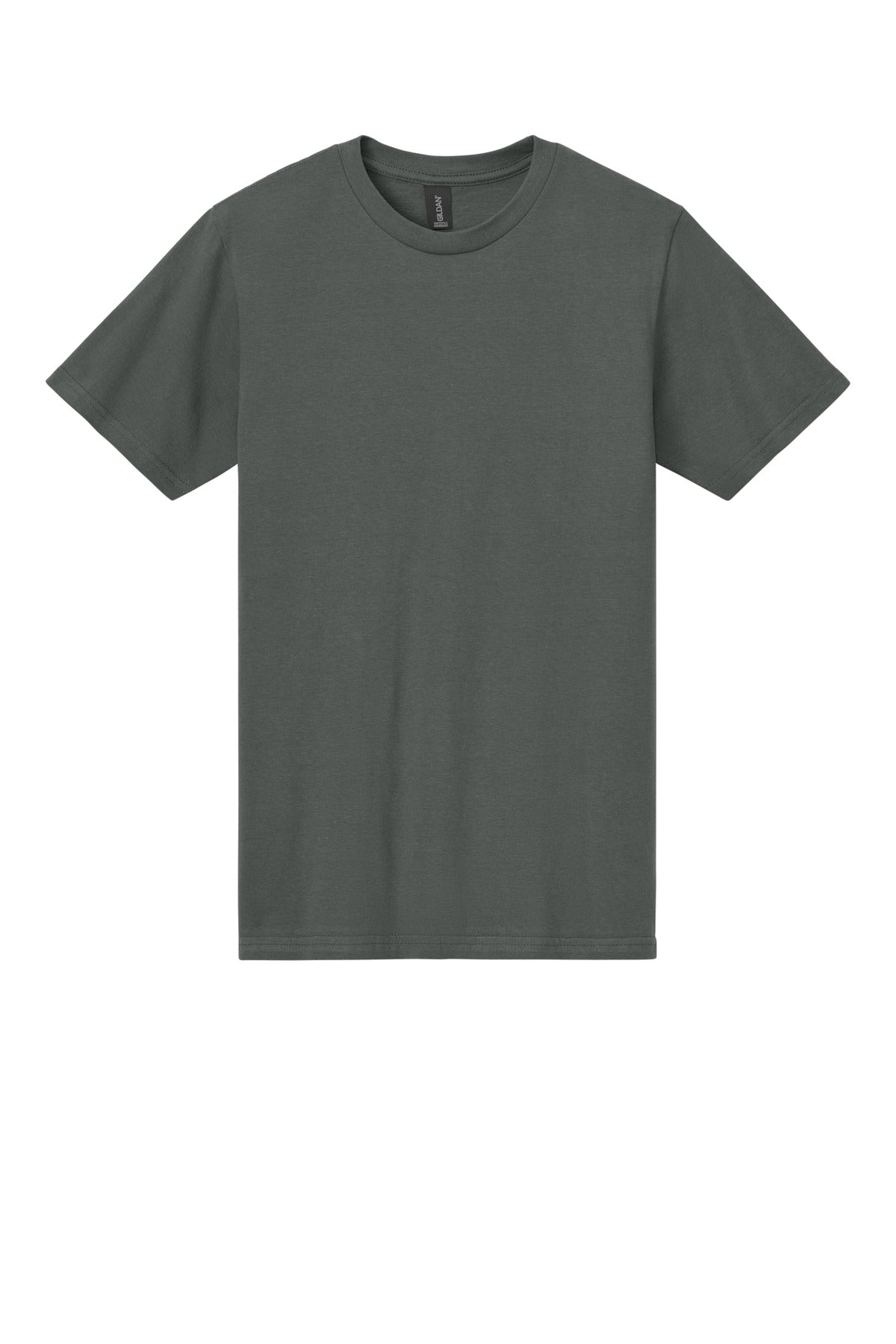 Front View of Charcoal Gildan Softstyle Midweight Tee 65000