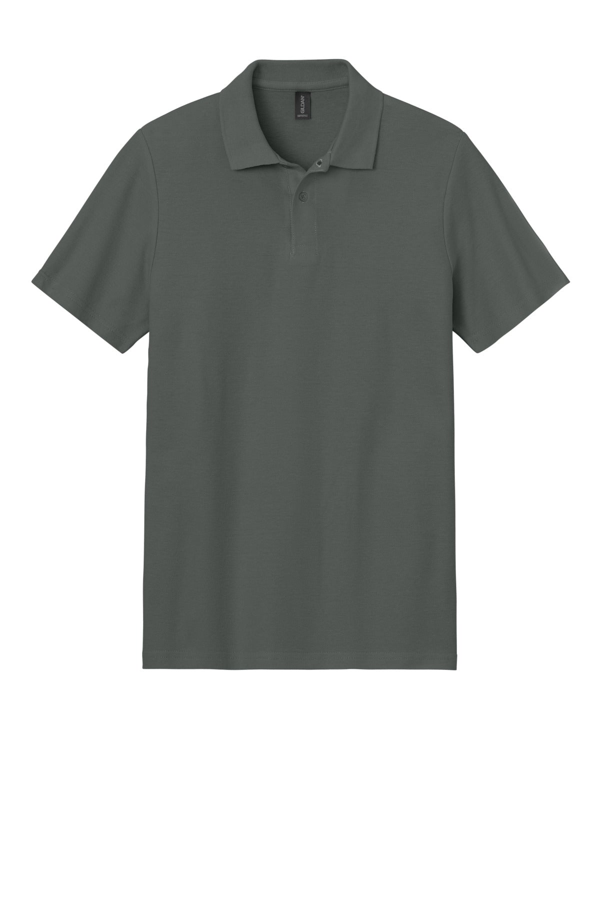 Front View of Charcoal Gildan Softstyle Pique Polo 64800