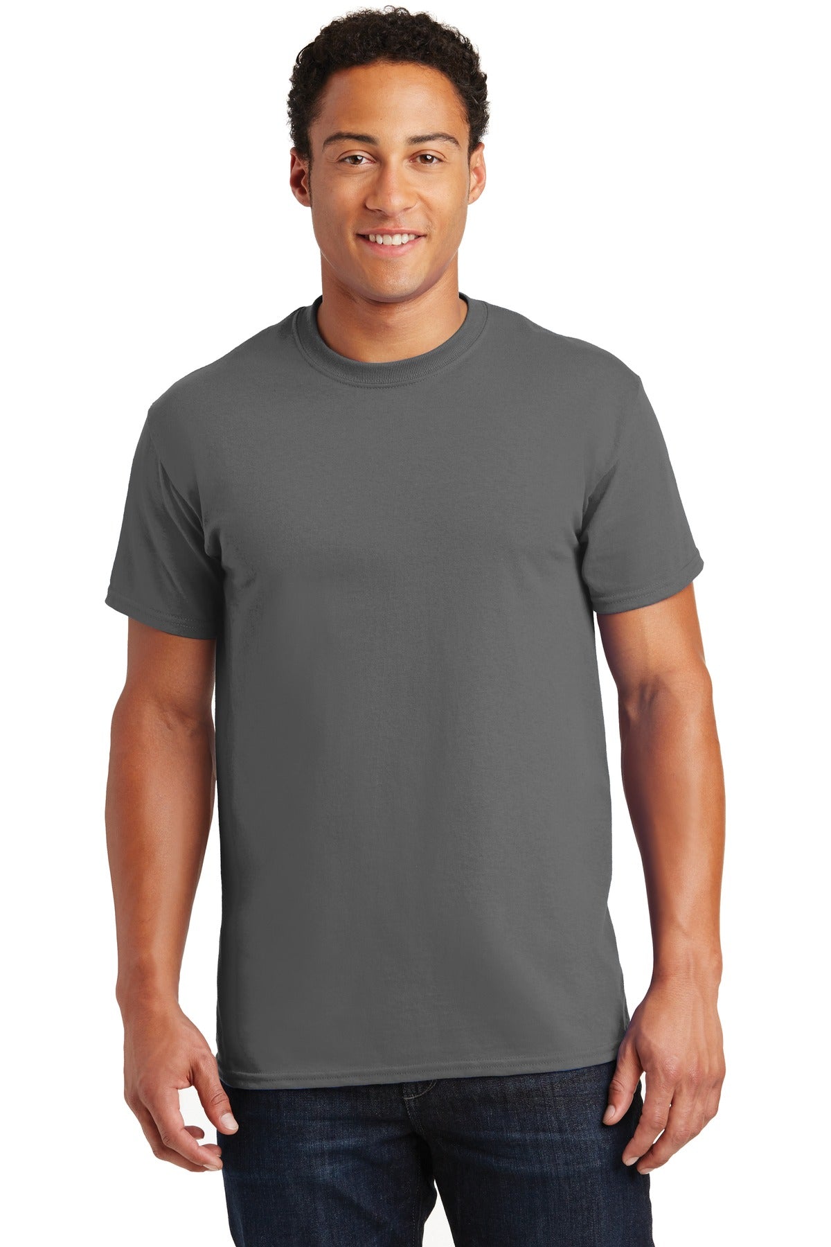Front View of CHARCOAL Gildan - Ultra Cotton 100% US Cotton T-Shirt. 2000