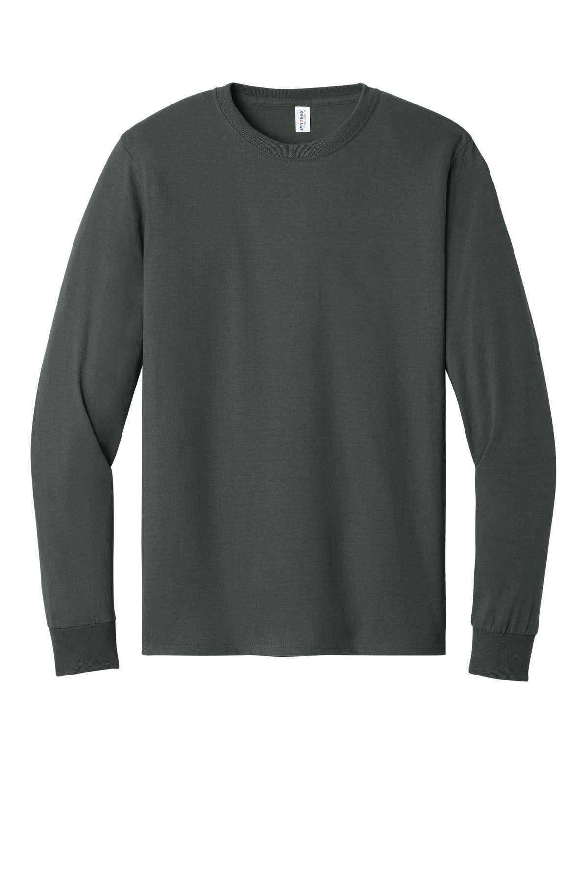Front View of Charcoal Grey Jerzees - Dri-Power 50/50 Cotton/Poly Long Sleeve T-Shirt. 29LS