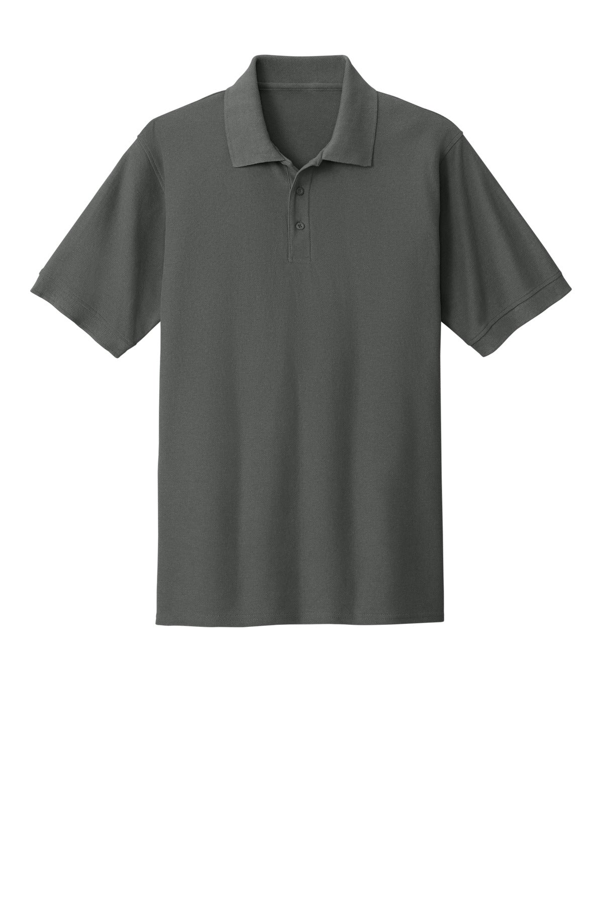 Front View of Charcoal Port & Co Core Blend Pique Polo. KP155