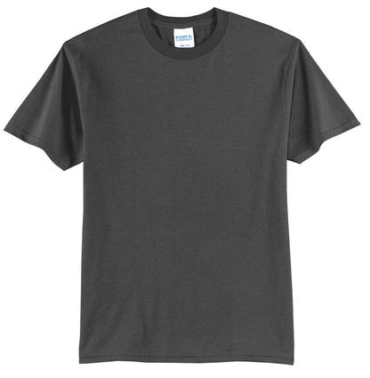 Front View of Charcoal Port & Co Core Blend Tee. PC55