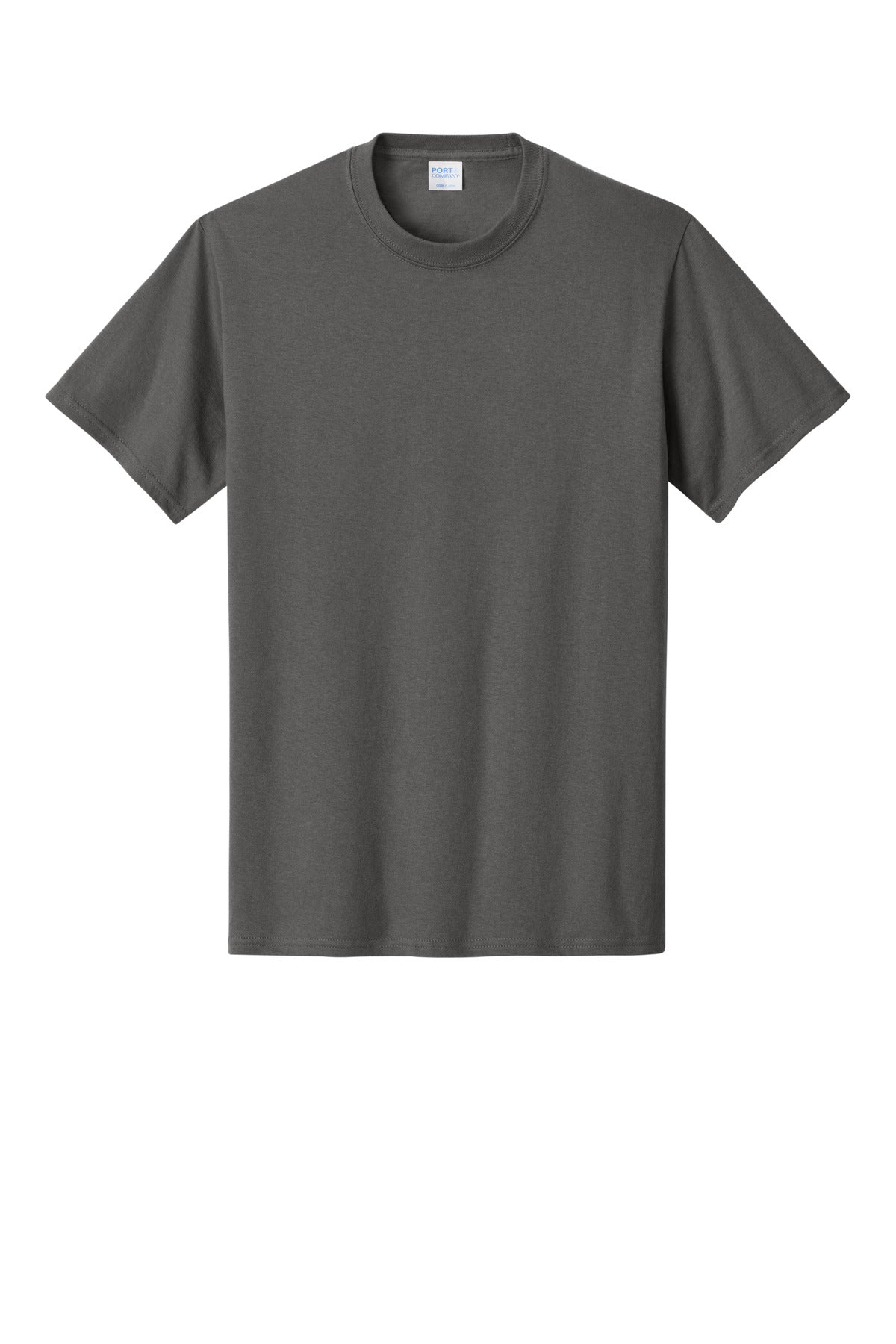 Front View of Charcoal Port & Co Core Cotton Tee. PC54
