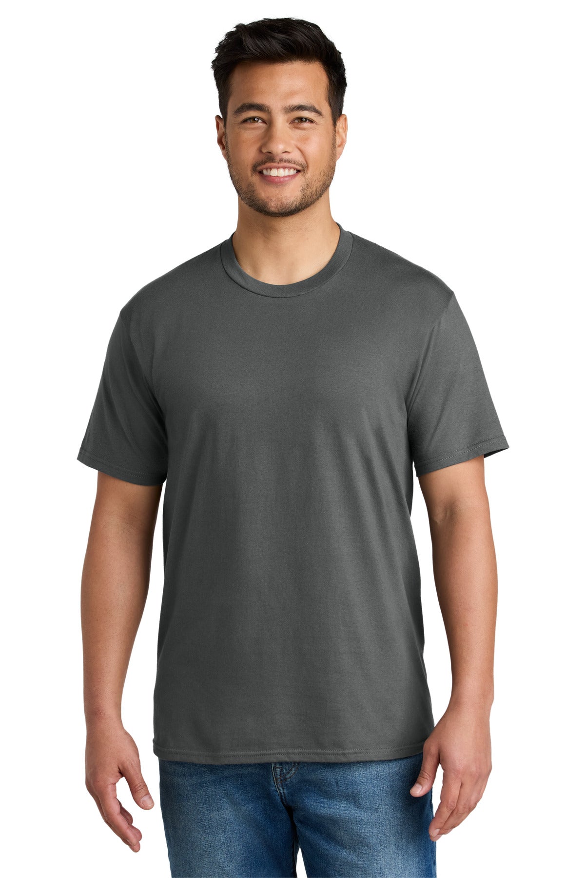 Front View of Charcoal Port & Co CVC Tee PC340
