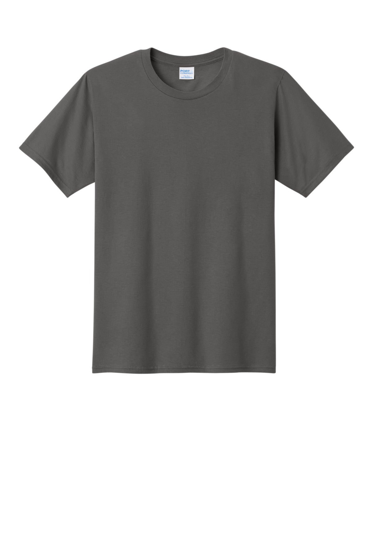 Front View of Charcoal Port & Co Fan Favorite Tee. PC450
