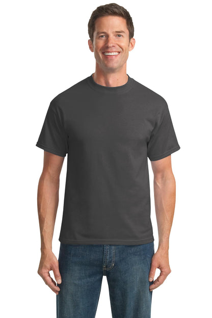 Front View of Charcoal Port & Co Tall Core Blend Tee. PC55T