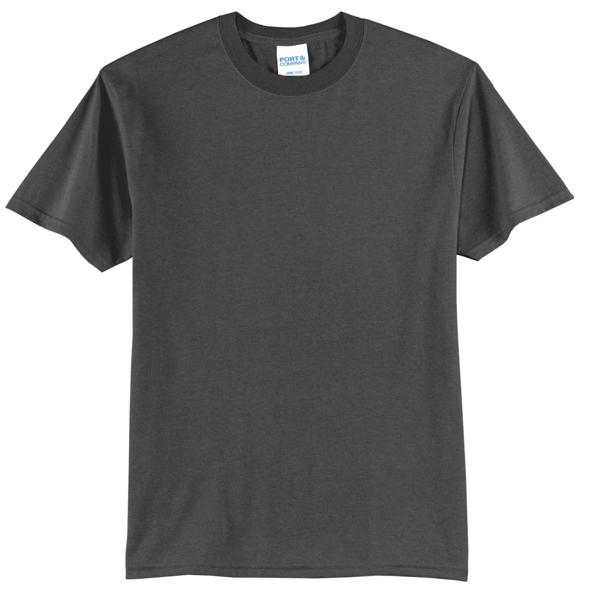 Front View of Charcoal Port & Co Tall Core Blend Tee. PC55T