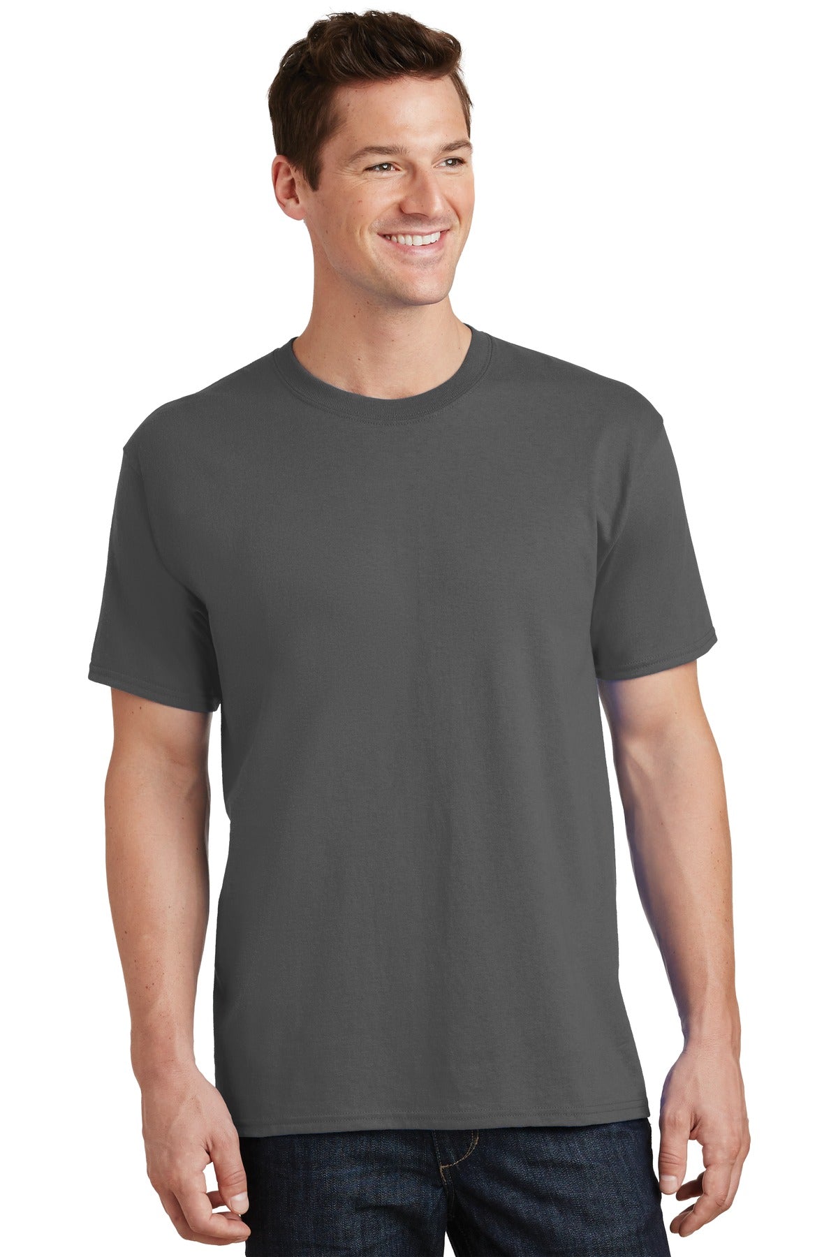 Front View of Charcoal Port & Co Tall Core Cotton Tee PC54T