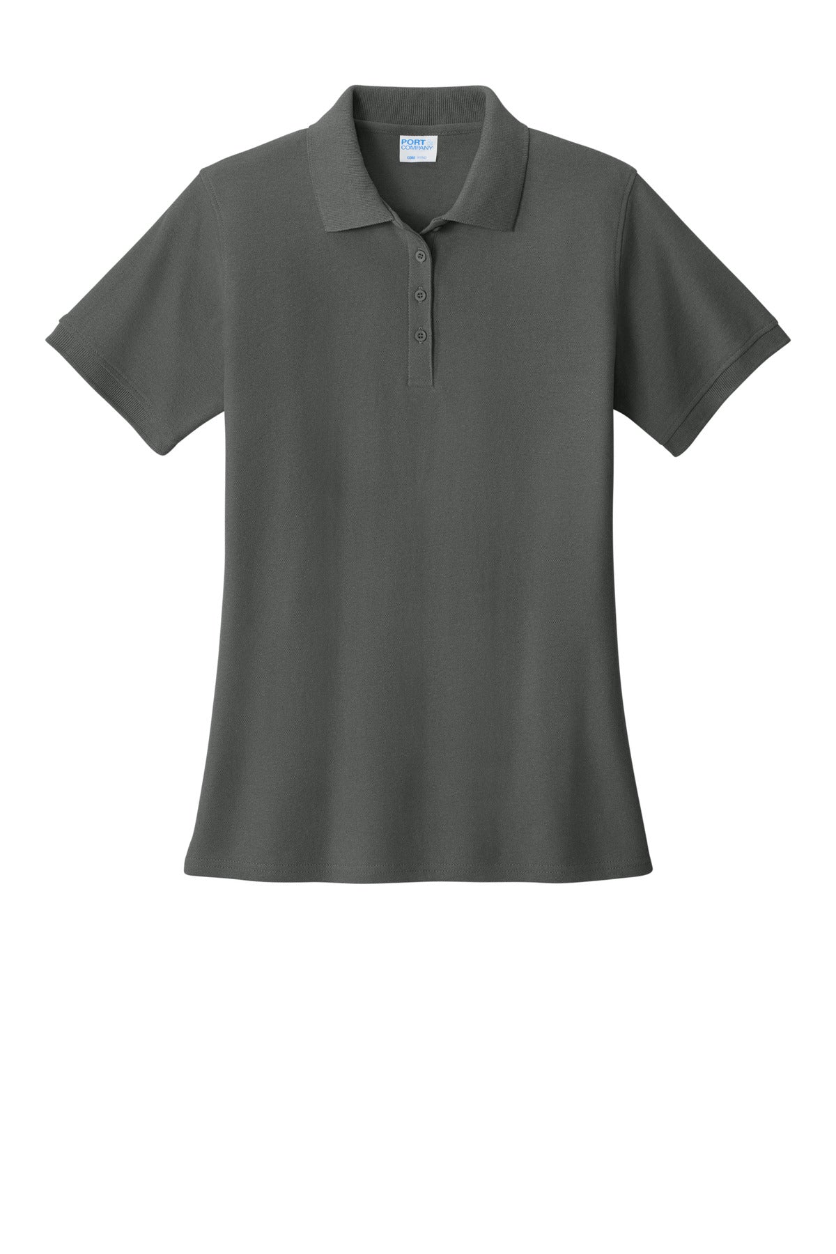 Front View of Charcoal Port & Co Women's Core Blend Pique Polo. LKP155