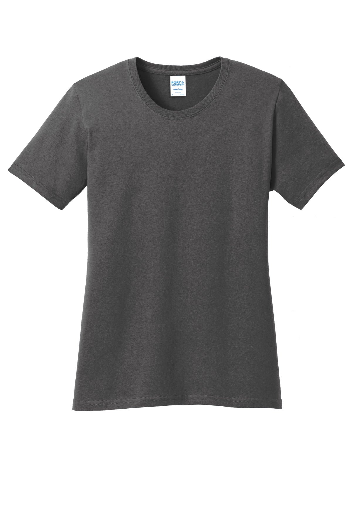 Front View of Charcoal Port & Co Women's Core Cotton Tee. LPC54