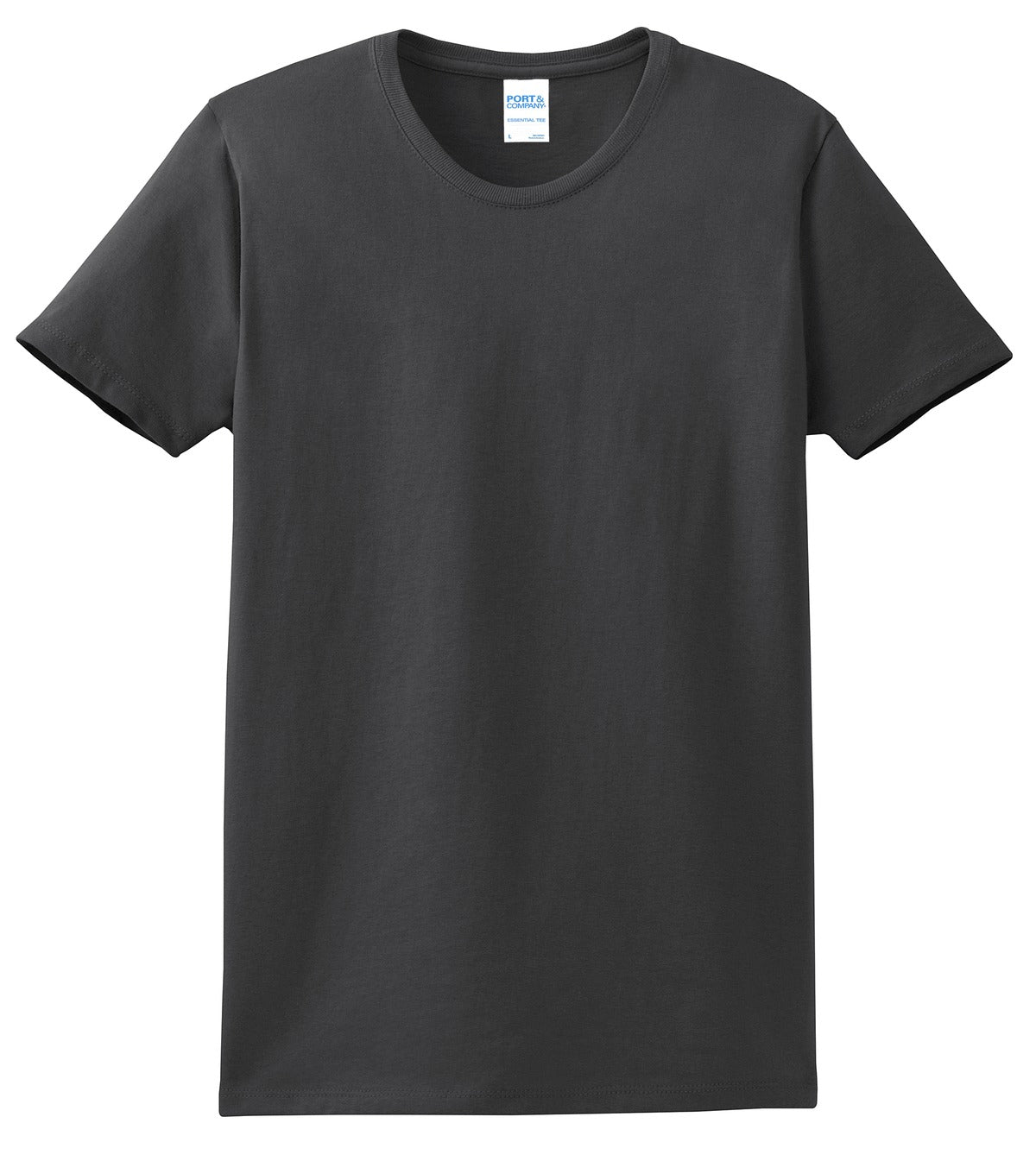 Front View of Charcoal Port & Co Women's Essential Tee. LPC61