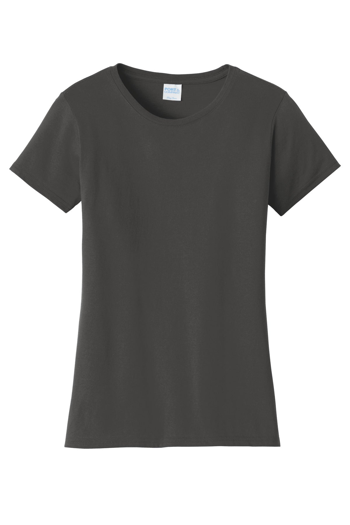 Front View of Charcoal Port & Co Women's Fan Favorite Tee. LPC450