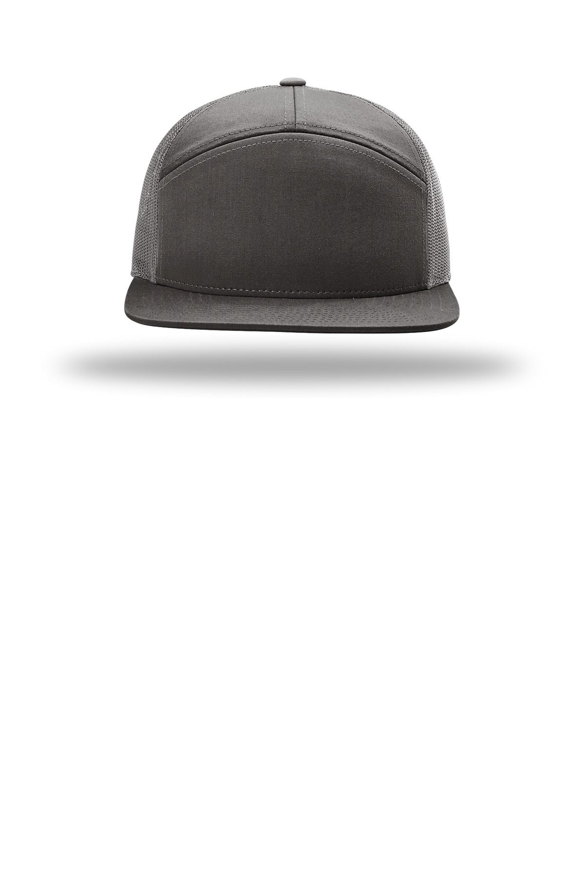 Front View of Charcoal Richardson 7-Panel Trucker 168