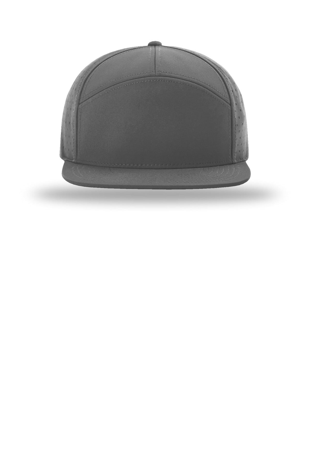 Front View of Charcoal Richardson Cannon 7-Panel Flatbill 169