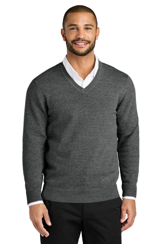 Front View of CharcoalHt Port Authority Easy Care V-Neck Sweater SW2850