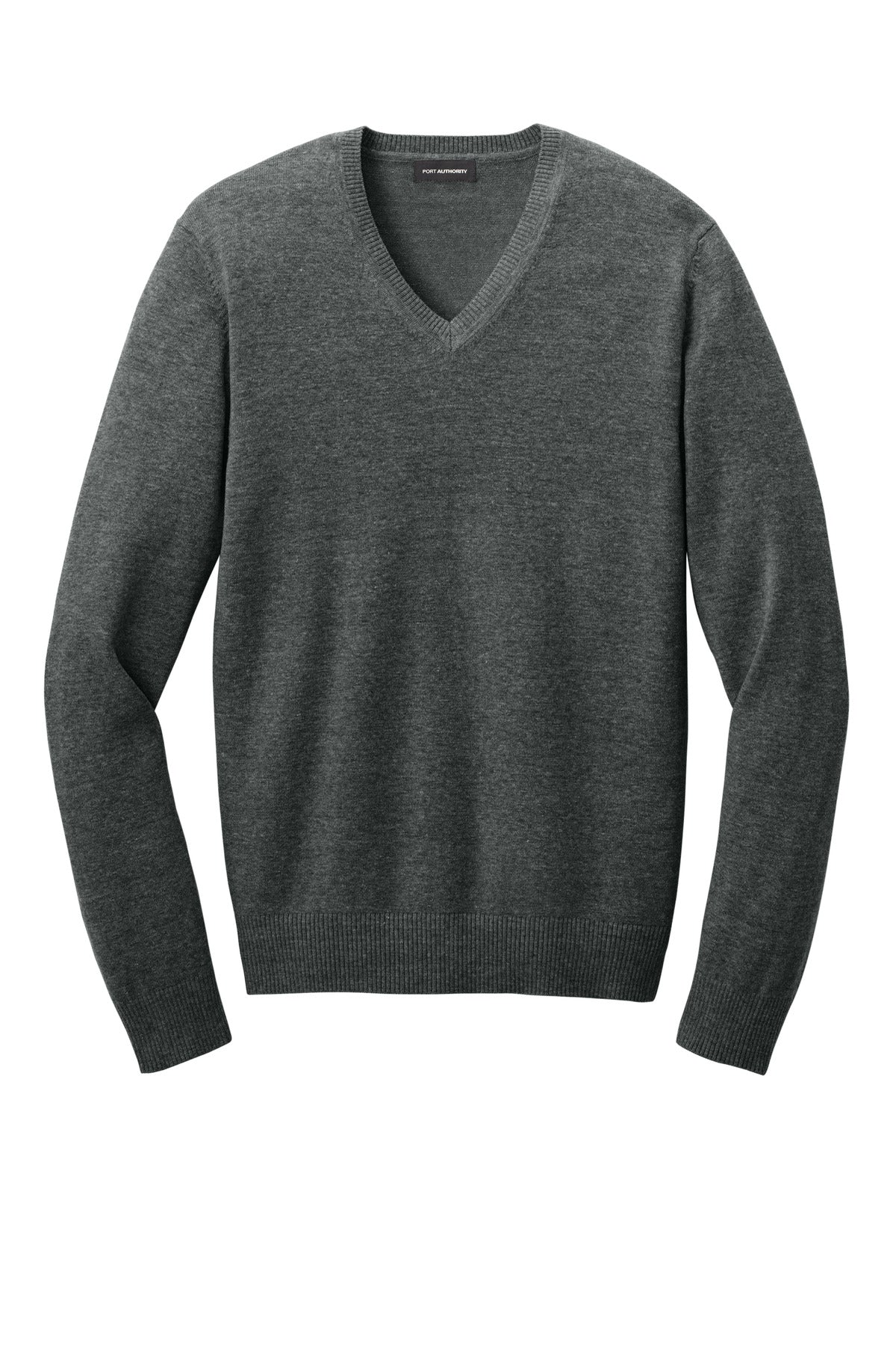 Front View of CharcoalHt Port Authority Easy Care V-Neck Sweater SW2850
