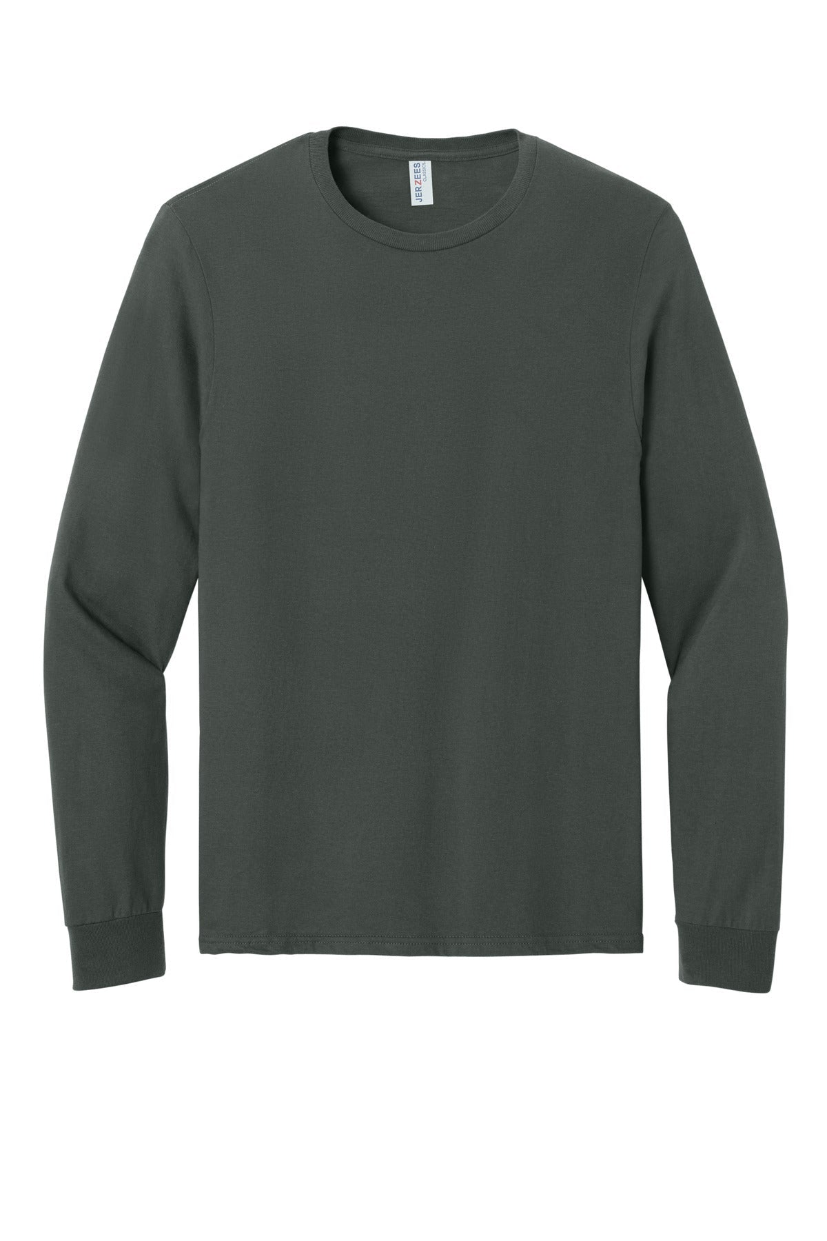 Front View of CharGrey Jerzees Classics Unisex Cotton Long Sleeve T-Shirt 363L