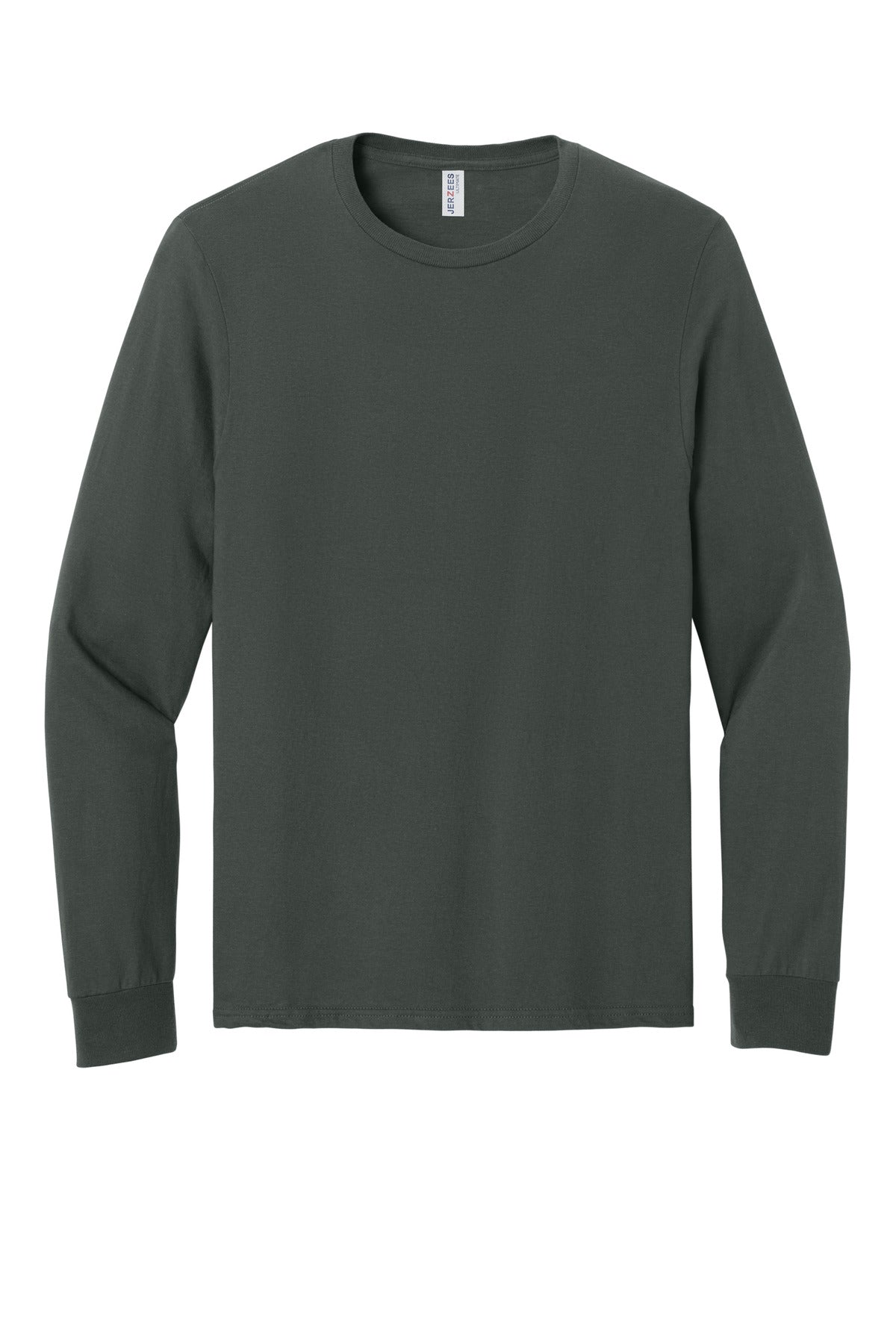 Front View of CharGrey Jerzees Ultimate Unisex Ring Spun Long Sleeve T-Shirt IC46L