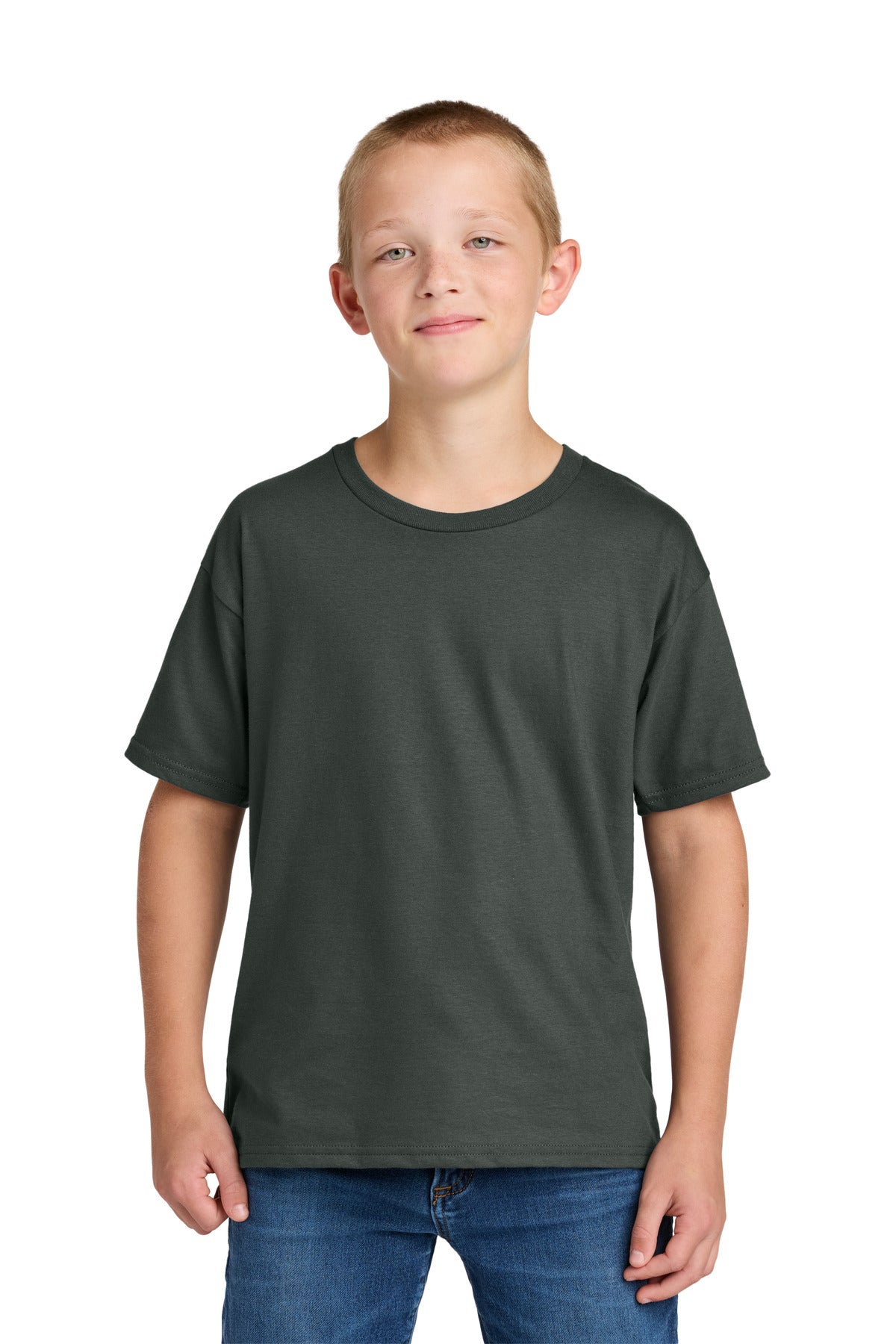 Front View of CharGrey Jerzees Ultimate Youth Ring Spun T-Shirt IC46B