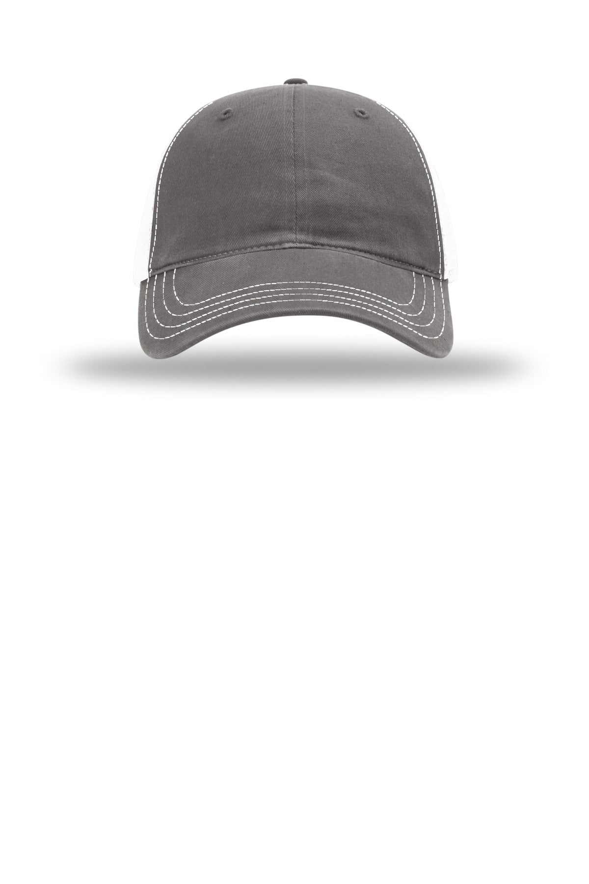 Front View of Char/White Richardson Garment Washed Trucker 111