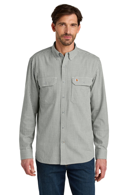 Front View of ChckStMalt Carhartt Rugged Flex Plaid Long Sleeve Shirt CT107109