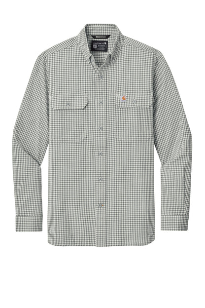 Front View of ChckStMalt Carhartt Rugged Flex Plaid Long Sleeve Shirt CT107109