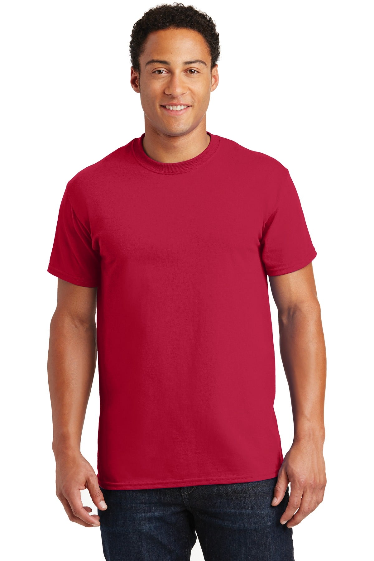 Front View of Cherry Red Gildan - Ultra Cotton 100% US Cotton T-Shirt. 2000