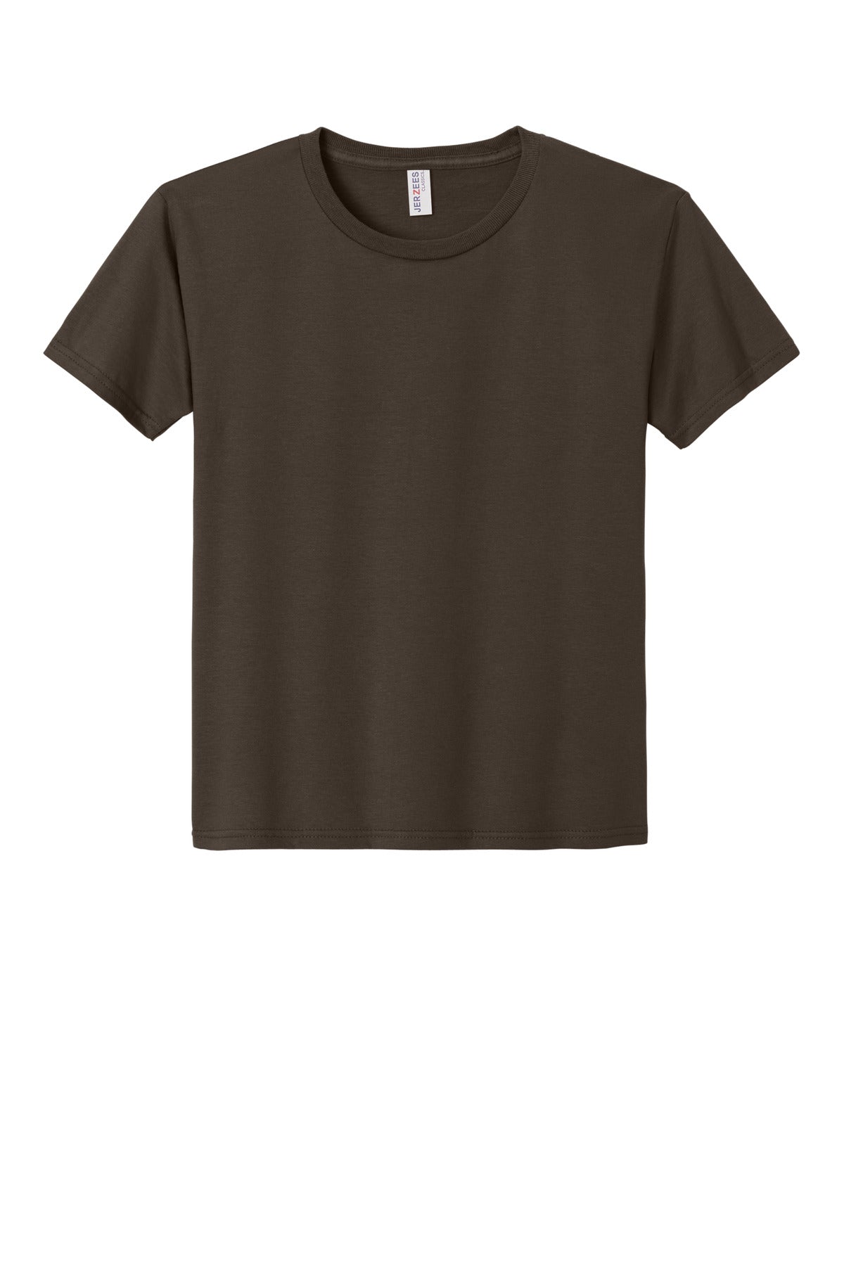 Front View of Chocolate Jerzees Classics Youth Cotton T-Shirt 363Y