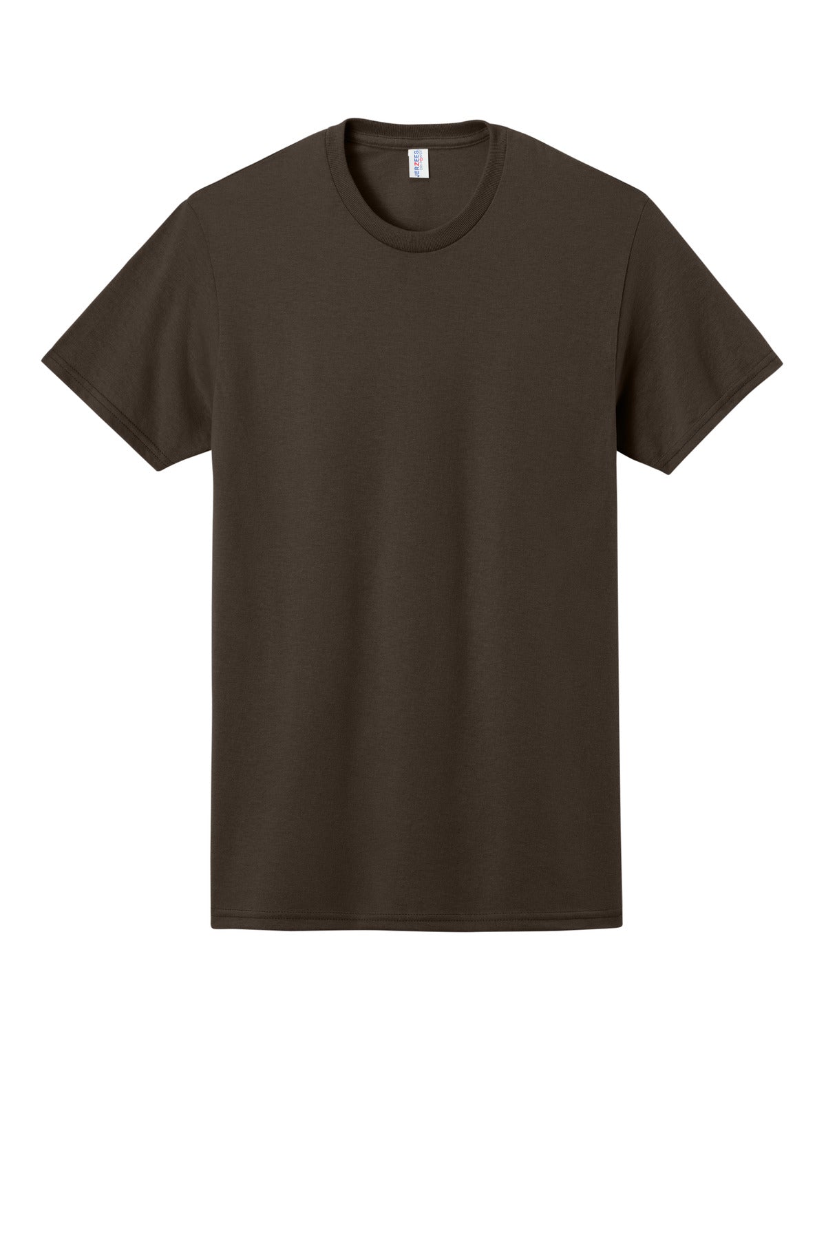 Front View of Chocolate Jerzees - Dri-Power 50/50 Cotton/Poly T-Shirt. 29M
