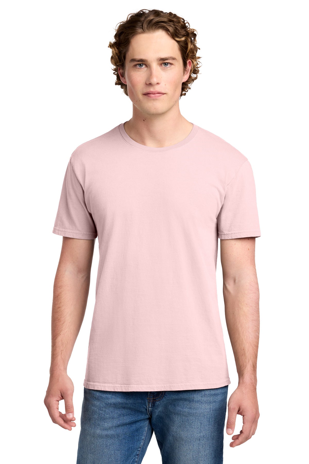 Front View of ChryBlsm Port & Co Beach Wash Garment-Dyed Tee. PC099