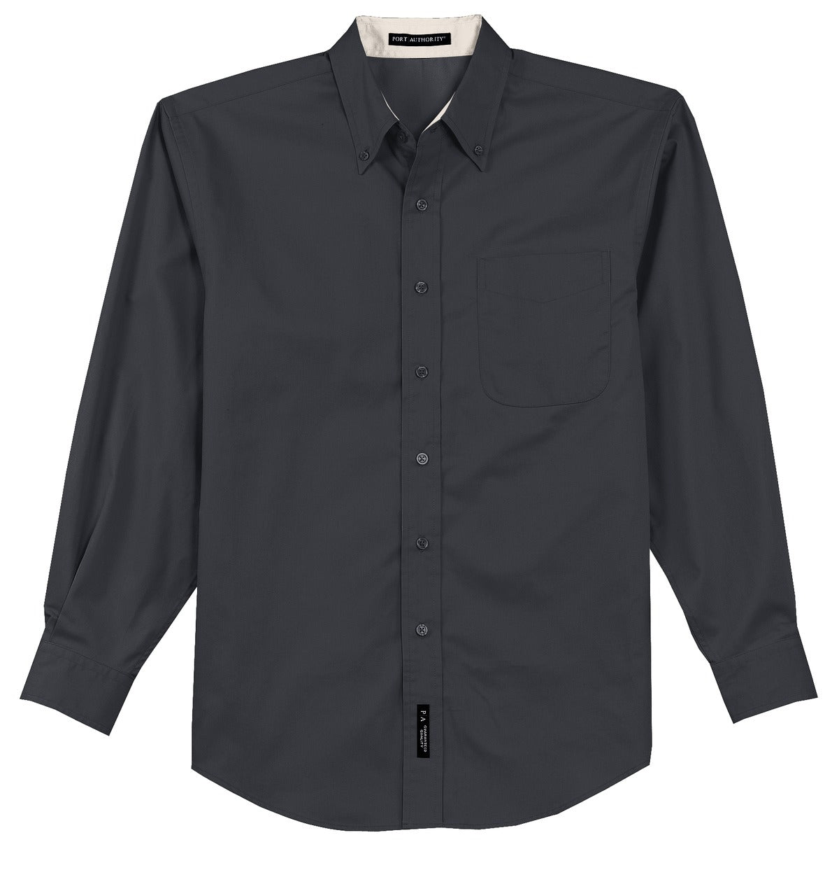 Front View of Cl Navy/Lt Stn Port Authority Long Sleeve Easy Care Shirt S608