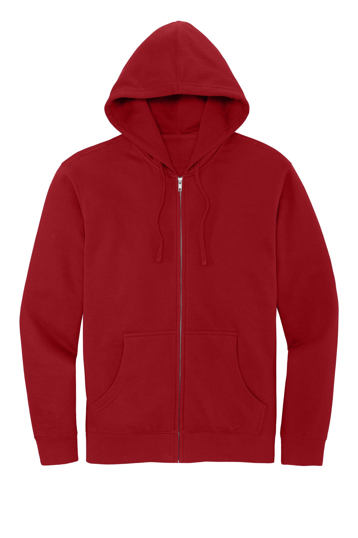 Front View of Classic Red District V.I.T. Fleece Full-Zip Hoodie DT6102