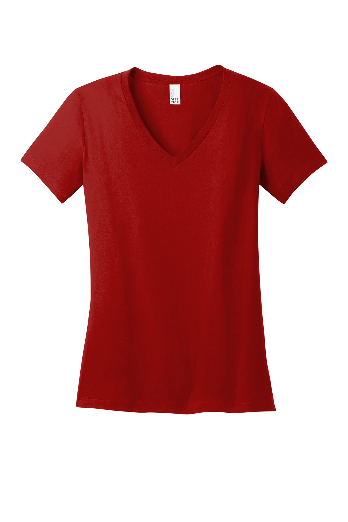 Front View of Classic Red District - Women's Perfect Weight V-Neck Tee. DM1170L